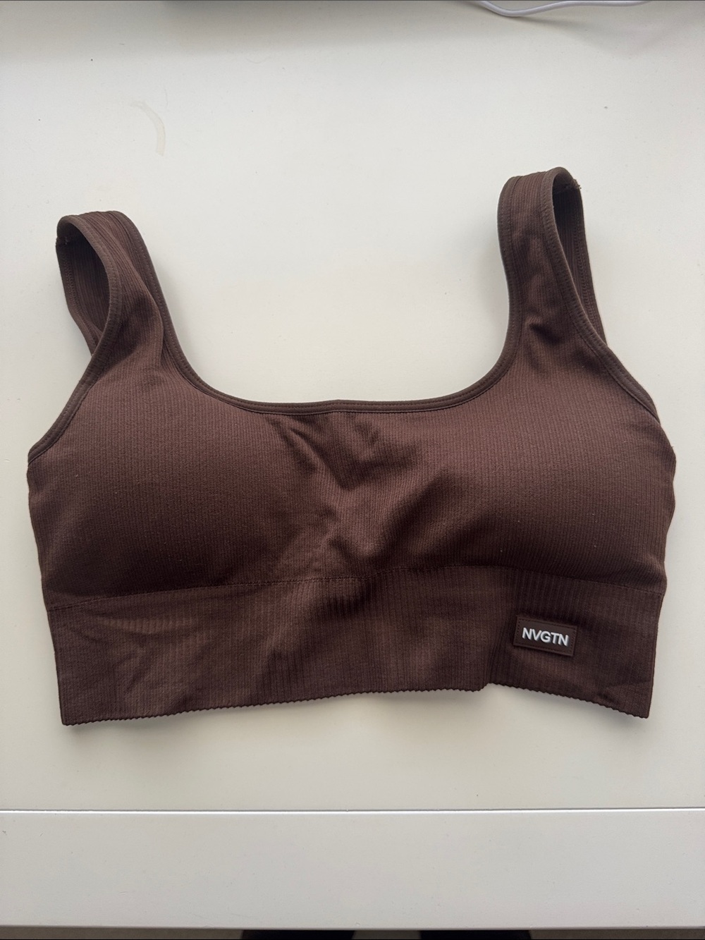 NVGTN Brown Ribbed Seamless Sports Bra- medium